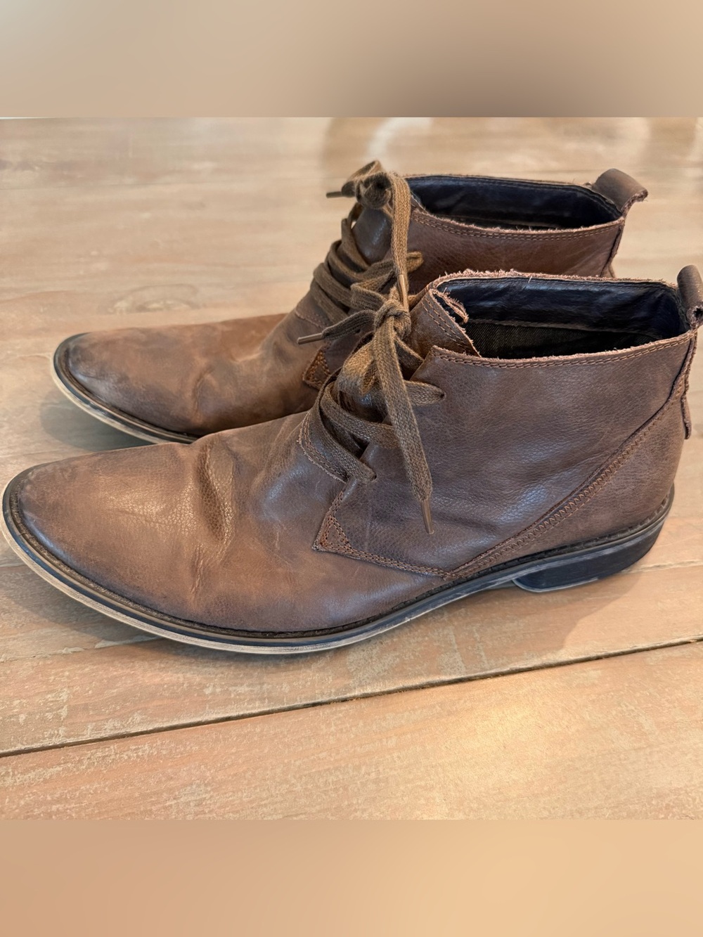 Joe's Jeans Men's Distressed Brown Leather high-top boots Sz 11 Preowned